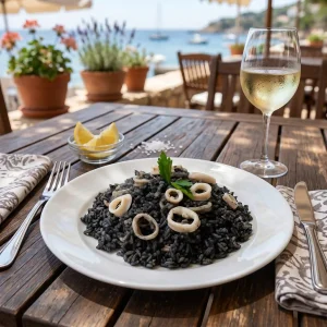 calamares con arroz negro